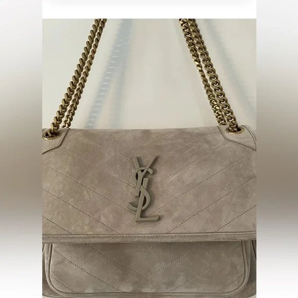 NWT!!! YSL Niki Medium Chain Bag in Sand Suede - Picture 2 of 10